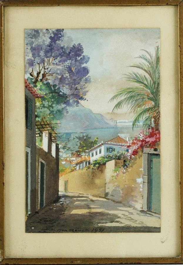 Max Romer Justice Rua das Maravilhas, aguarela de Max Römer, Funchal, 1957, ilha da ...