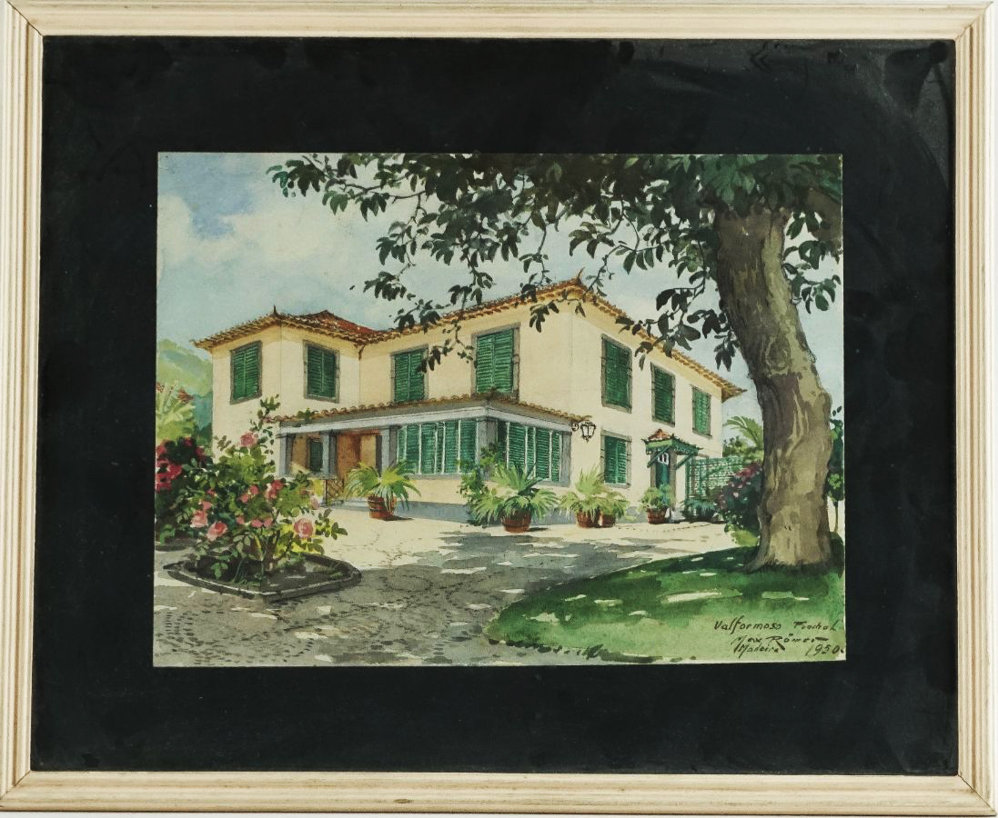 Max Romer Justice Quinta do Vale Formoso, aguarela de Max Römer, 1950, Funchal, ilha da ...